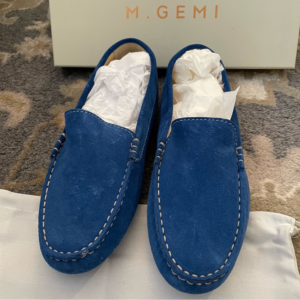 New M. Gemi Felize Driver in Cobalt Blue Suede